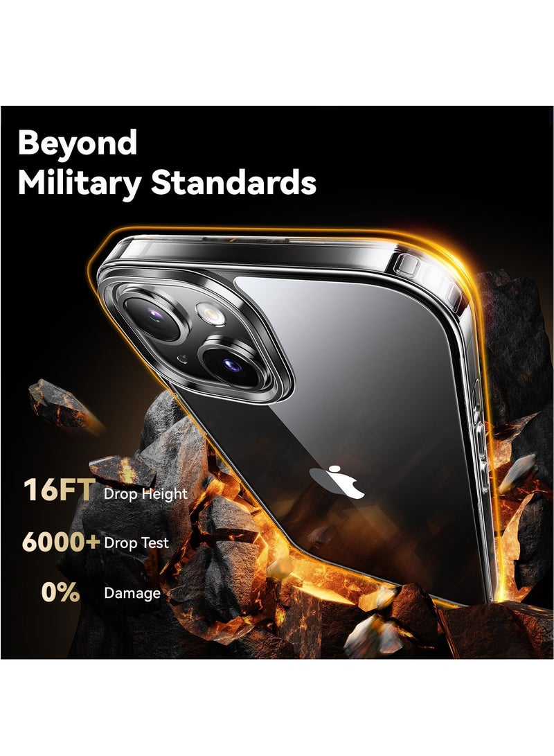 DUSALA Diamond Clear for iPhone 14 Case with 2X Screen Protector + 2X Camera Lens Protector, [Not Yellowing][Military-Grade Protective] Slim Thin Shockproof Phone Case for iPhone 14, Clear - Image 3