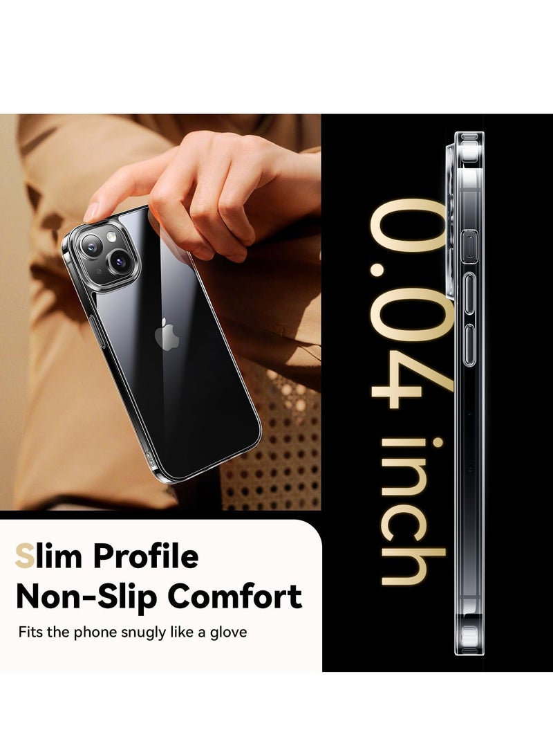 DUSALA Diamond Clear for iPhone 14 Case with 2X Screen Protector + 2X Camera Lens Protector, [Not Yellowing][Military-Grade Protective] Slim Thin Shockproof Phone Case for iPhone 14, Clear - Image 5