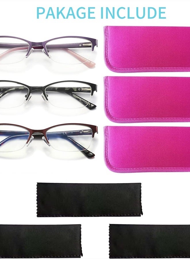 HOTJOJO 3 Pack Reading Glasses for Women Blue Light Blocking, Metal Oval Half Frame Womens Readers Glass with Spring Hinge, Anti Blue Ray Reduce Eye Strain Glare Headache(200 Magnification Strength) - Image 5
