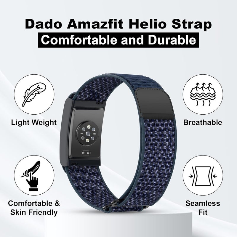 دادو حزام بديل من النايلون ، متوافق مع سوار Amazfit Helio – سوار رياضي قابل للتعديل وجيد التهوية لتتبع اللياقة البدنية، مريح للارتداء طوال اليوم - Image 2