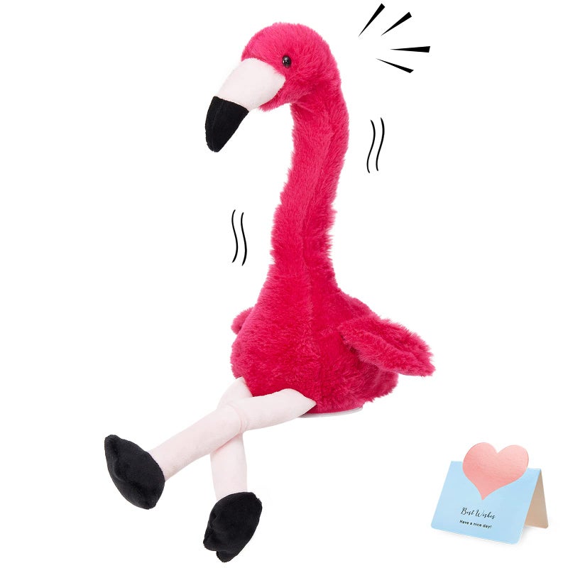 CozyWorld 13 Talking Flamingo Toy Repeat What You Said Interactive Cute Plush Toy Flamingo Stuffed Animals Birthday Gifts for Boys and Girls Red - Image 3