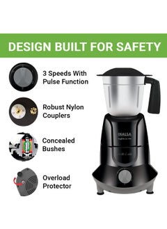 Inalsa INALSA Mixer Grinder 750Watt- MaxxBlend 750 with 3 Stainless Steel Jars (For Dry Grinding, Wet Grinding, Chutneys, (Black/Grey)  - Image 5