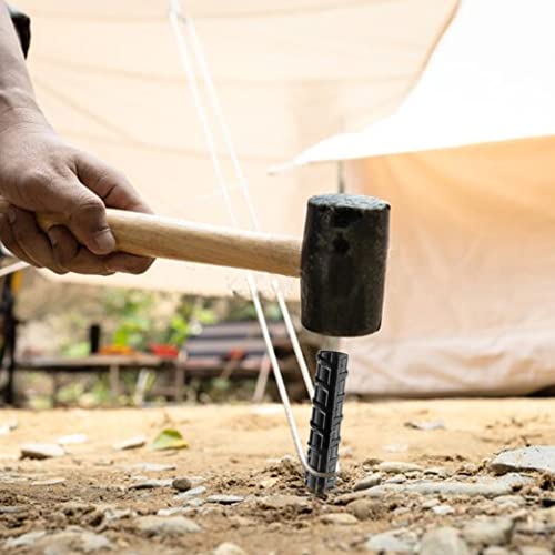 NHZ 15” Ground Rebar Stakes (16pcs) Heavy Duty Hook Ground Anchors, Steel Plant Support Garden Stake with Chisel Point end, Hammer Through Hard Soil for Camping Tent - Black Powder Coated (16) - Image 4