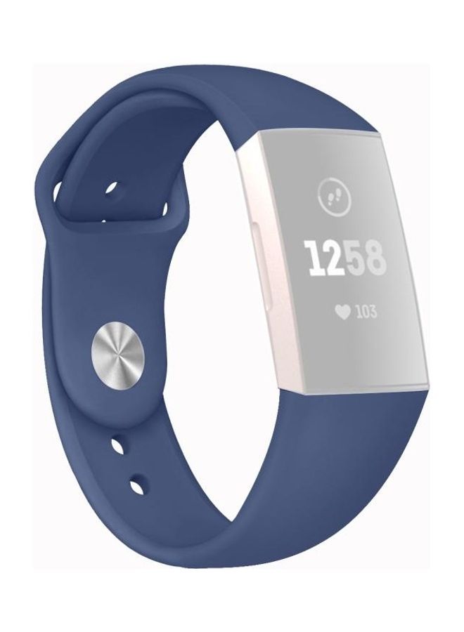 NIBEMINENT Solid Colour Silicone Strap Band For Fitbit Charge 3 22mm Smartwatch Blue - Image 1