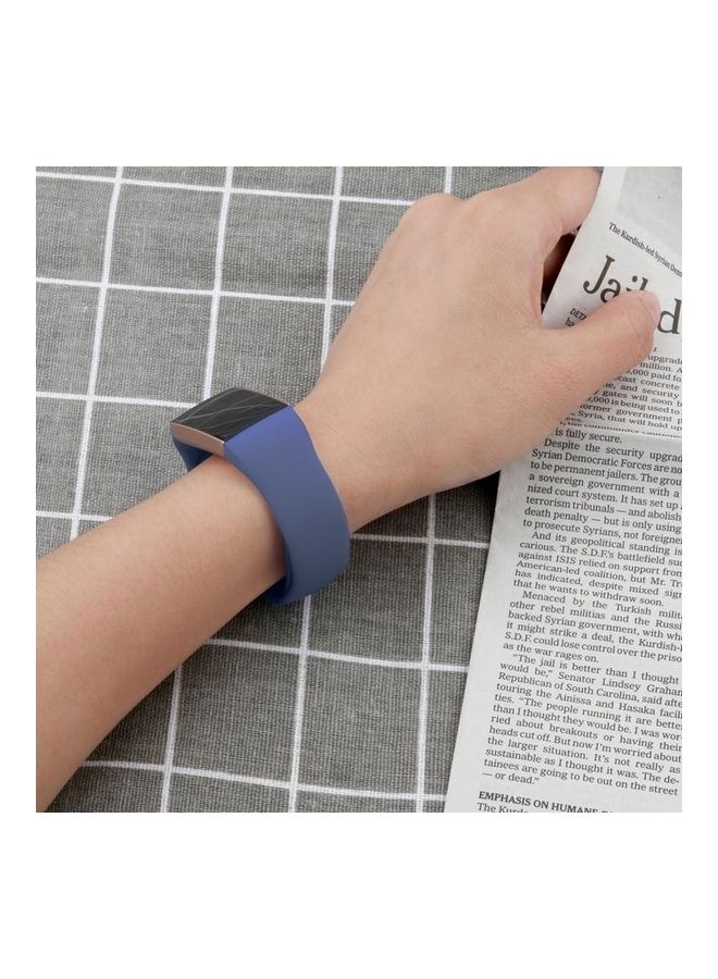 NIBEMINENT Solid Colour Silicone Strap Band For Fitbit Charge 3 22mm Smartwatch Blue - Image 4
