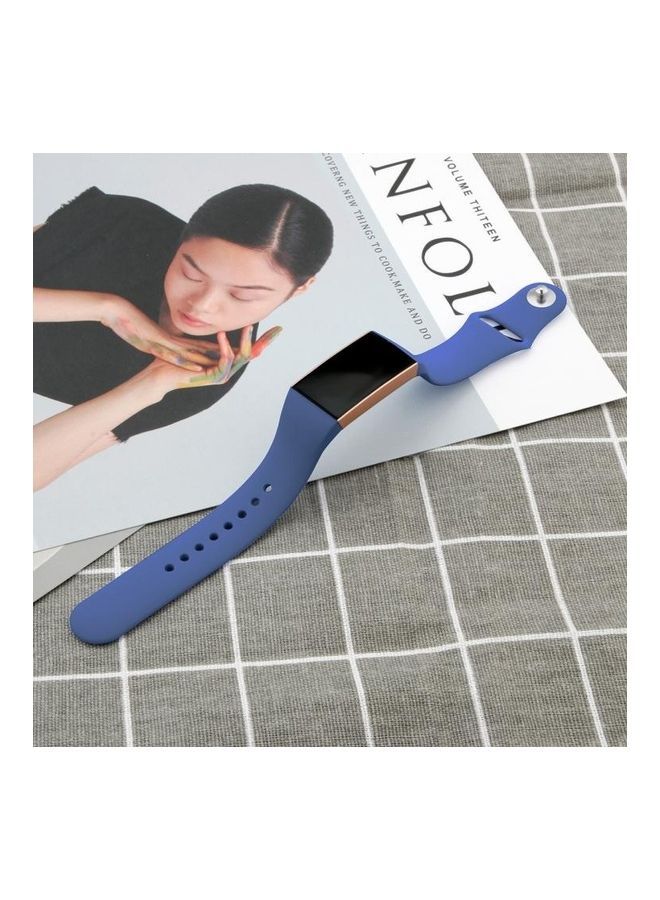 NIBEMINENT Solid Colour Silicone Strap Band For Fitbit Charge 3 22mm Smartwatch Blue - Image 5