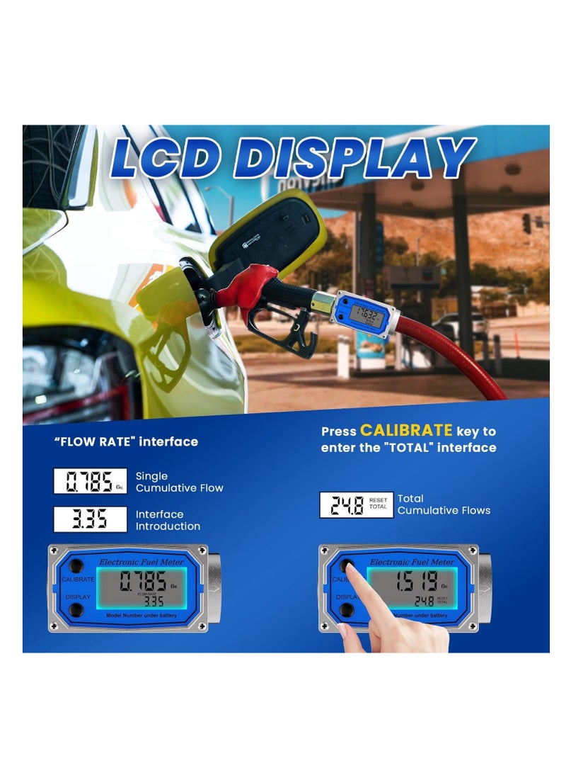 عداد التدفق الرقمي GPI مقاس 1 بوصة مقاوم للماء - مصمم من سبائك الألمنيوم - عداد وقود مع وظيفة التشغيل والإيقاف التلقائي - عداد تدفق توربيني وعداد غاز رقمي للاستخدام الصناعي - Image 3