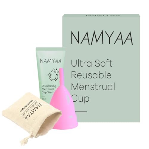 Namyaa Ultra Soft Reusable Silicone Menstrual Cup, FDA Compliant Medical Grade Silicone, Medium (16-20ml), Pink - Image 1