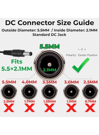 12V 2A Power Adapter for CCTV Security Cameras, LED Strips, Routers & Monitors .UK Plug, 100–240V AC to 12V DC 24W Charger, 5.5×2.5mm Barrel Connector, Center Positive, 1m Cable .1 Pack 12V 2A AC Adapter - view 3