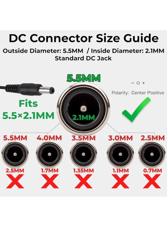 Salab 12V 2A Power Adapter for CCTV Security Cameras, LED Strips, Routers & Monitors .UK Plug, 100–240V AC to 12V DC 24W Charger, 5.5×2.5mm Barrel Connector, Center Positive, 1m Cable .1 Pack 12V 2A AC Adapter - Image 3
