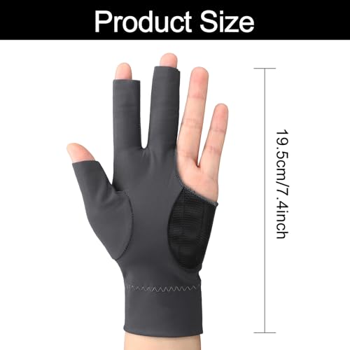 Civaner 8 Pcs 3 Fingers Pool Gloves Billiards Left Hand Cue Sport Show Gloves for Women Men Billiard Shooters Carom Sports Accessories(Gray) - Image 2