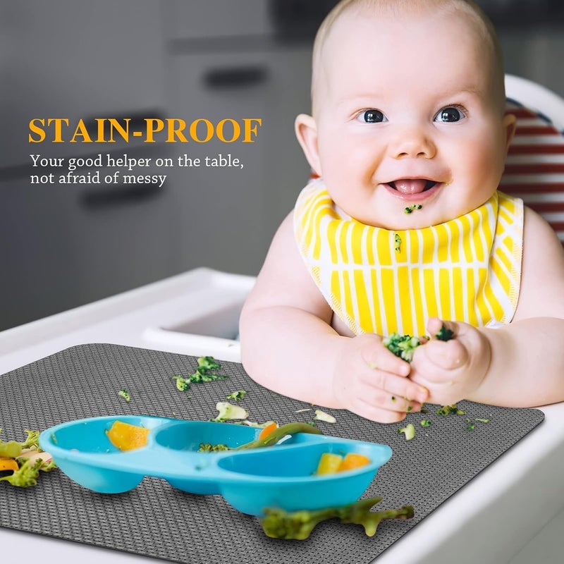 Bacgnyer Placemats Set of 6 Placemat with Coasters Heat Stain Scratch Resistant NonSlip Waterproof OilProof Washable Wipeable Outdoor Indoor for Dining Patio Table Kitchen Decor and KidsGrey 6 - Image 2