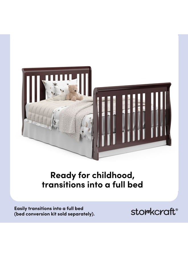 Storkcraft Portofino 5-in-1 Convertible Crib and Changer (Espresso) – Crib and Changing -Table Combo with 3 Drawers, Includes Baby Changing Pad, Converts to Full-Size Bed - Image 4