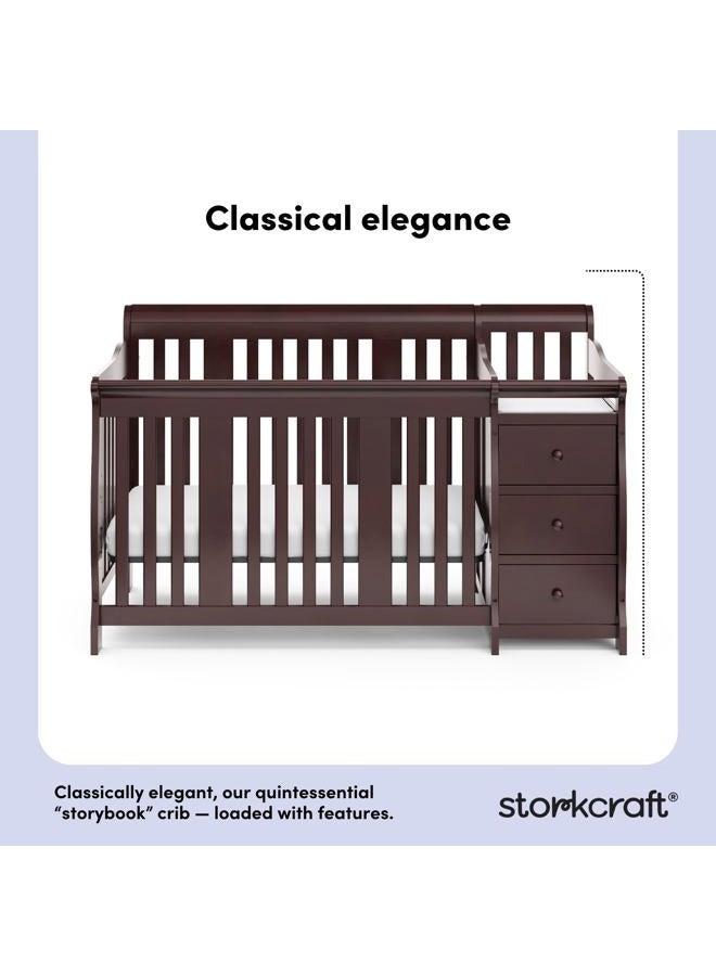 Storkcraft Portofino 5-in-1 Convertible Crib and Changer (Espresso) – Crib and Changing -Table Combo with 3 Drawers, Includes Baby Changing Pad, Converts to Full-Size Bed - Image 2