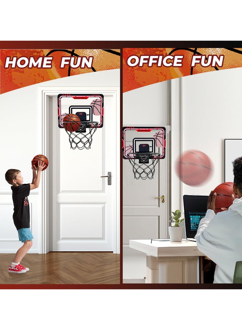 Jubilin Basketball Hoop Indoor for Kids, Over The Door Basketball Hoop Goal with LED Lighting & Audio Scoreboard, Mini Basketball Hoop Basketball Toys Gifts with 3 Balls for Boys Girls - Image 4