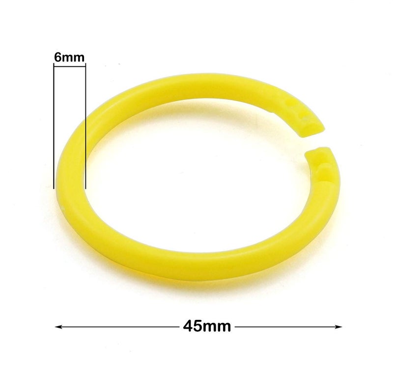 PZRT 12pcs 35mm Plastic Loose Leaf Rings Flexible Book Binding Opening Ring Scrapbook Notebook Creative DIY Binder Rings(Yellow) - Image 5
