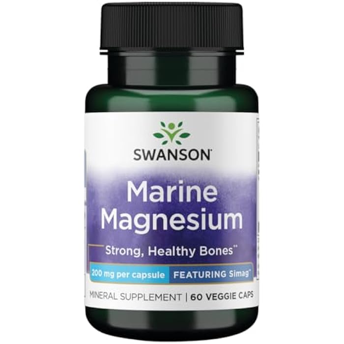 Swanson Simag Marine Magnesium 200 Milligrams Elemental 200 Milligrams 60 Veg Capsules - Image 1