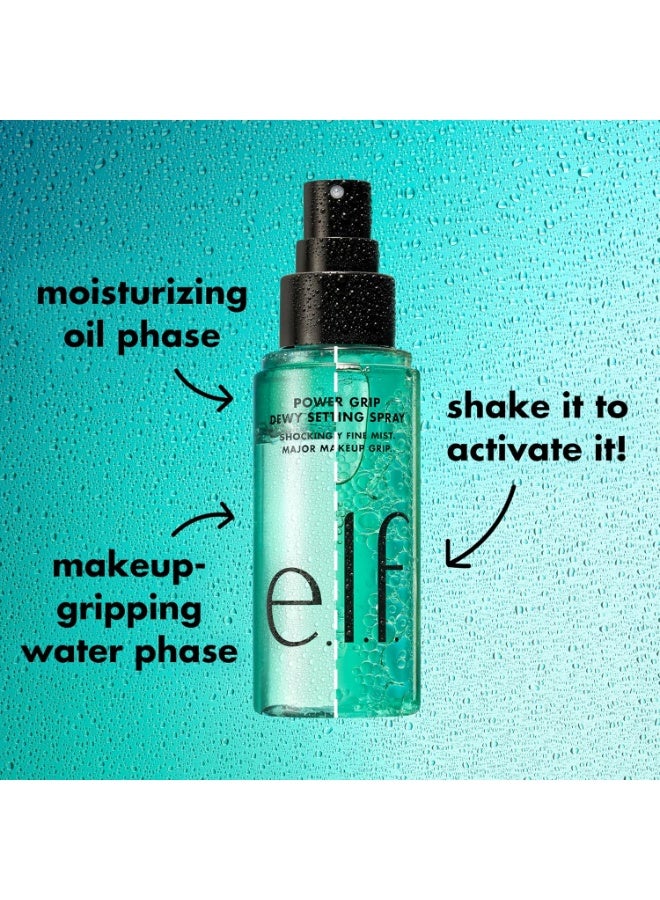 elf e.l.f. Power Grip Dewy Setting Spray 80ml ,Ultra Fine Mist Made With Hyaluronic Acid,Grips Makeup For A Hydrated,Dewy Finish,Vegan & Cruelty-Free,1 - Image 2