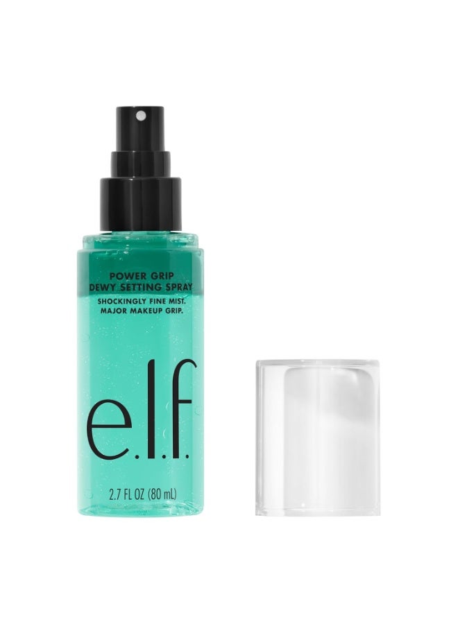 elf e.l.f. Power Grip Dewy Setting Spray 80ml ,Ultra Fine Mist Made With Hyaluronic Acid,Grips Makeup For A Hydrated,Dewy Finish,Vegan & Cruelty-Free,1 - Image 1