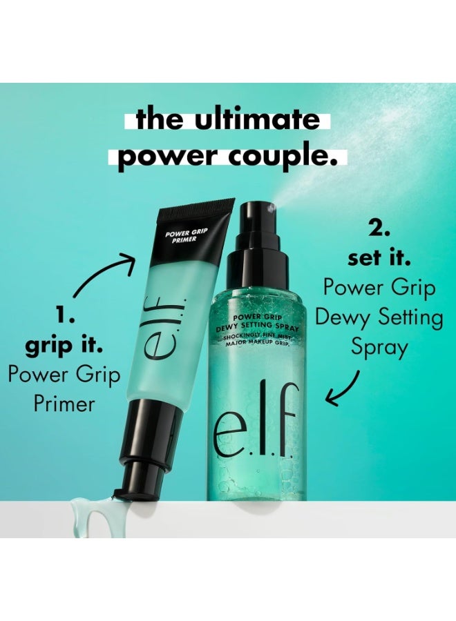 elf e.l.f. Power Grip Dewy Setting Spray 80ml ,Ultra Fine Mist Made With Hyaluronic Acid,Grips Makeup For A Hydrated,Dewy Finish,Vegan & Cruelty-Free,1 - Image 4