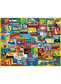 WHITE MOUNTAIN White Mountain Puzzles State Stickers, 1000 Pieces Jigsaw Puzzle  - Image 1