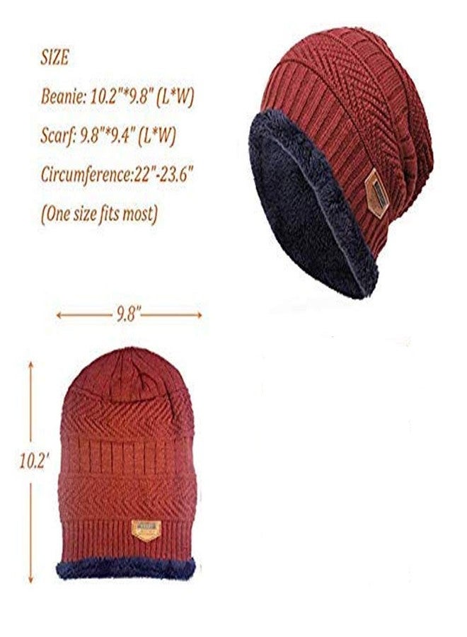 Malvina Winter Beanie Hat Warm Knitted Fur Lined for Girl's & Women (Red) - Image 3