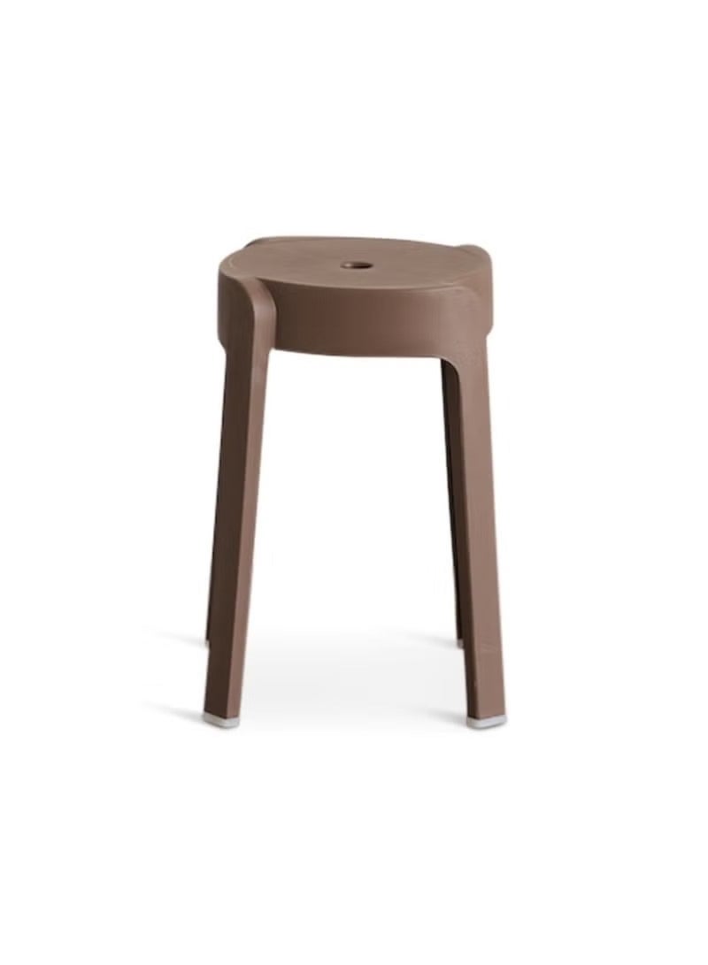 Huitich Thickened Plastic Round Stool – Stackable, Portable Dining & Home Stool (Brown, 30cm) - Image 2