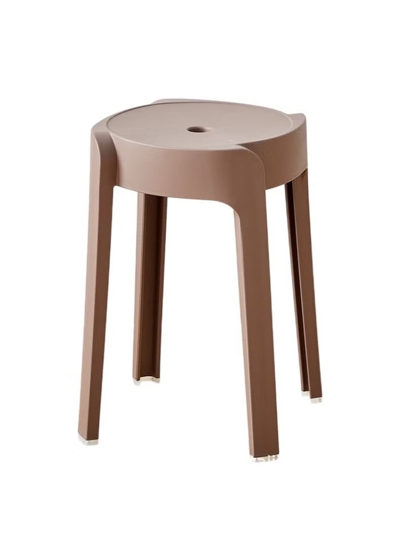 Huitich Thickened Plastic Round Stool – Stackable, Portable Dining & Home Stool (Brown, 30cm) - Image 3