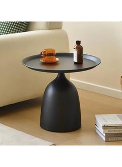 GGEROU Side Table Modern End Tables Coffee Table Small Round Accent Table Iron Decorative Pedestal Metal Accent Table for Living Room Bedroom Balcony Office Indoor Outdoor 46x40cm  - Image 1