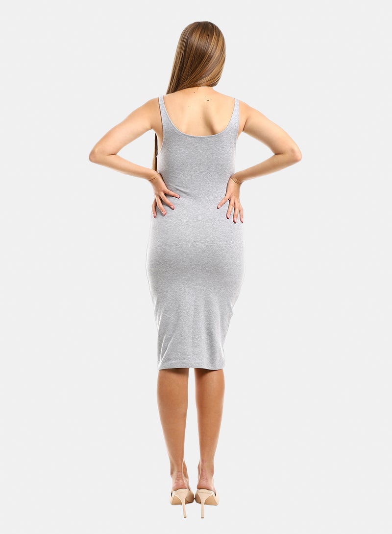belle Sleeveless Bodycon Plain Dress - Image 3