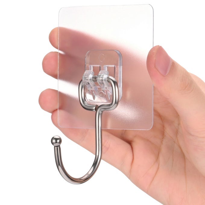 LARGE ADHESIVE HOOKS 8PACK STICKY HANGERS FOR HANGING HEAVY DUTY TRANSPARENT WATERPROOF OILPROOF AND RUSTPROOF TOWEL AND COATS HOOKS FOR BATHROOMKITCHEN HOME AND OFFICE