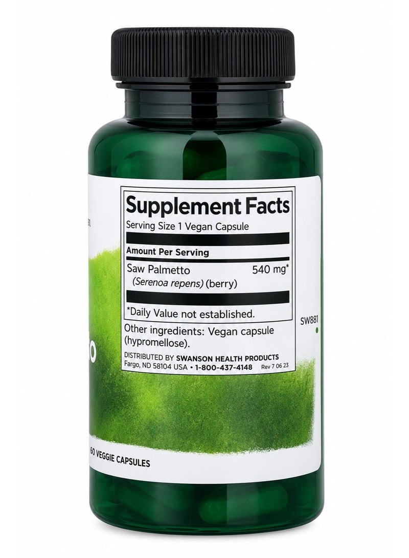 SWANSON Full Spectrum® Saw Palmetto, 540 mg, 100 Vegan Capsules - Image 2