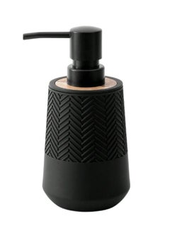 Happy Home Round Soap Dispenser with Bamboo Touch Perfect for Kitchen and Bathroom 250ml-Black  - Image 1