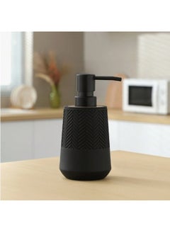 Happy Home Round Soap Dispenser with Bamboo Touch Perfect for Kitchen and Bathroom 250ml-Black  - Image 2