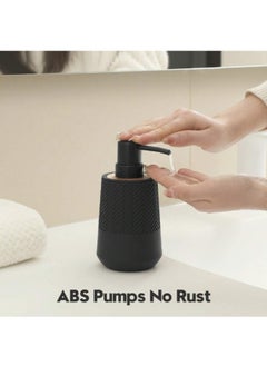 Happy Home Round Soap Dispenser with Bamboo Touch Perfect for Kitchen and Bathroom 250ml-Black  - Image 3