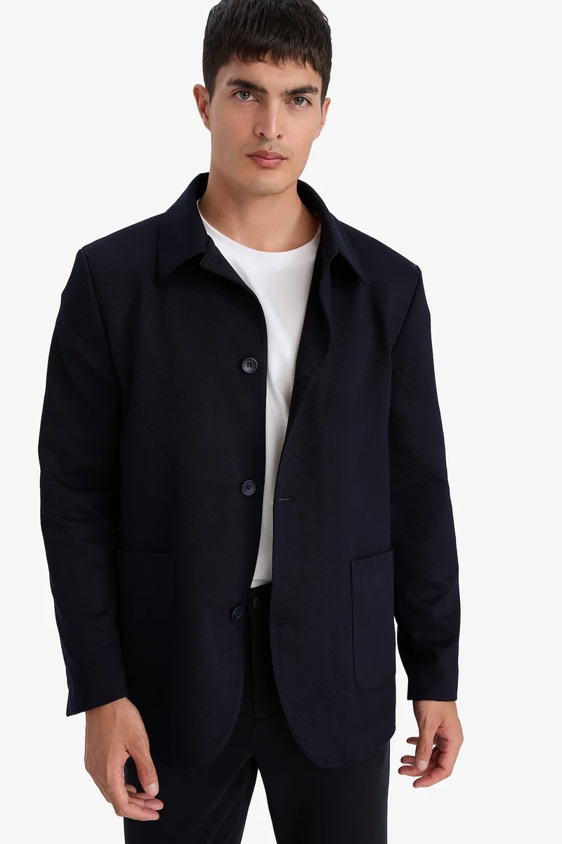 Defacto  Regular Fit Polo Collar Blazer for Men | Best Price UAE