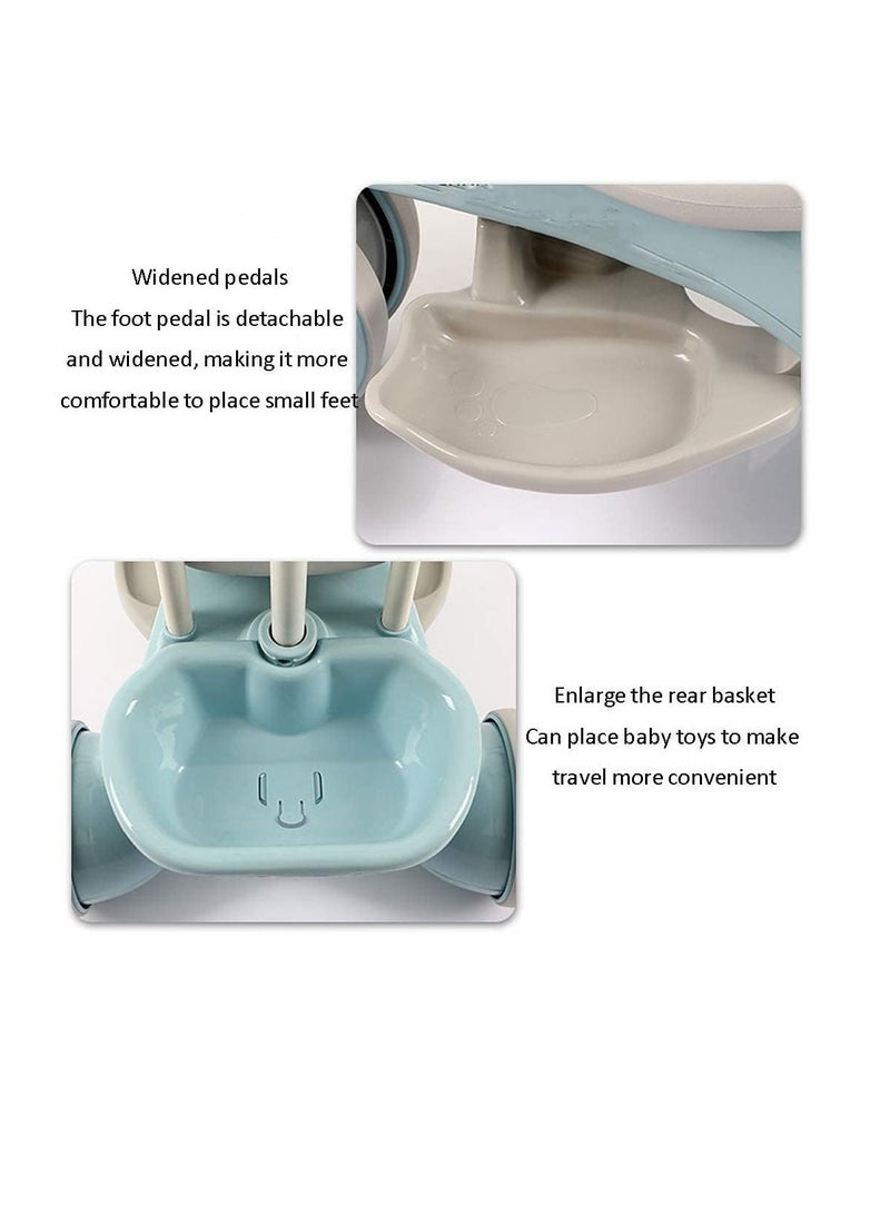 Blue Color 4 in 1 Baby Cycle Foot Pedals Storage Bag Sponge Guardrail and Shock Absorbing Wheels Tricycle for 1 To 6 Years  - Image 3