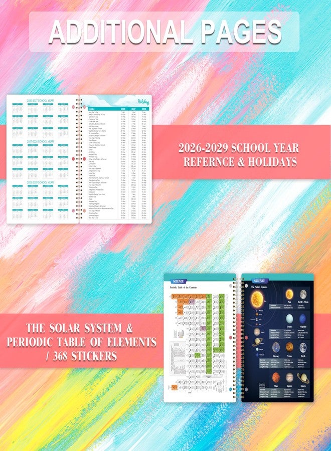 Journaltastic مخطط الطالب 2026-2027 - مخطط دراسي، أغسطس 2026 - يونيو 2027، 8.5 × 11 بوصة، مخطط دراسي 26-27، مخطط أكاديمي 2026-2027 مع 3 ثقوب مثقوبة، فواصل شهرية ملونة وملصقات - Image 5