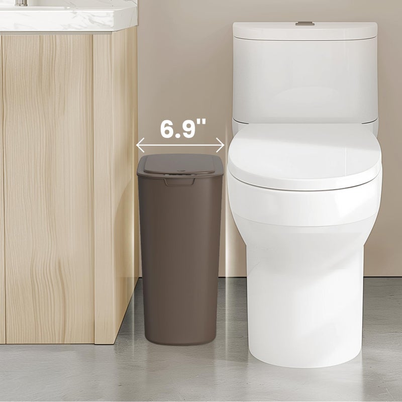 Cesun Bathroom Trash Can with Lid, 5 Gallon Motion Sensor Trash Can, Small Automatic Garbage Can, Touchless Smart Plastic Slim Wastebasket for Bedroom, Office, rv, Living Room, Brown - Image 4