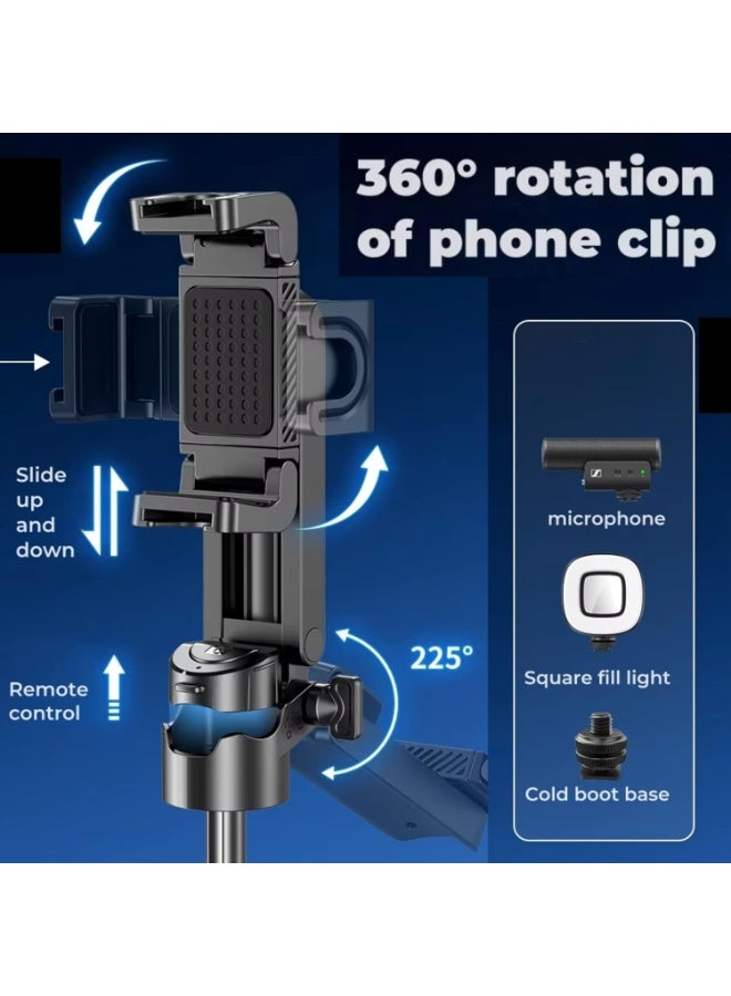حامل سيلفي ثلاثي صغير مع ريموت – حامل هاتف 3 في 1 محمول مع 2 قاعدة Cold Shoe، دوران 360°، حجم جيب قابل للطي، متوافق مع آيفون، أندرويد، فلوغات، بث مباشر - Image 5