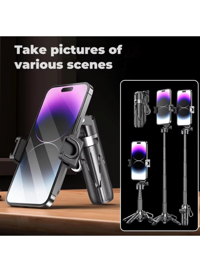 حامل سيلفي ثلاثي صغير مع ريموت – حامل هاتف 3 في 1 محمول مع 2 قاعدة Cold Shoe، دوران 360°، حجم جيب قابل للطي، متوافق مع آيفون، أندرويد، فلوغات، بث مباشر - Image 3
