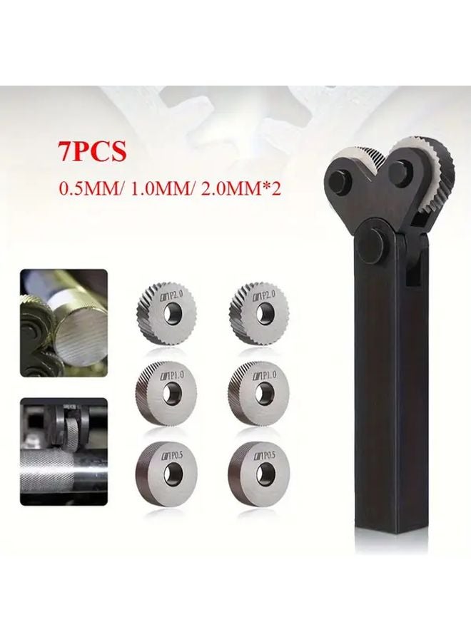 7pcs Knurling Tool Set with Dual Wheel Diagonal Linear Cutter 0 5 1 2mm Pitch - Image 2