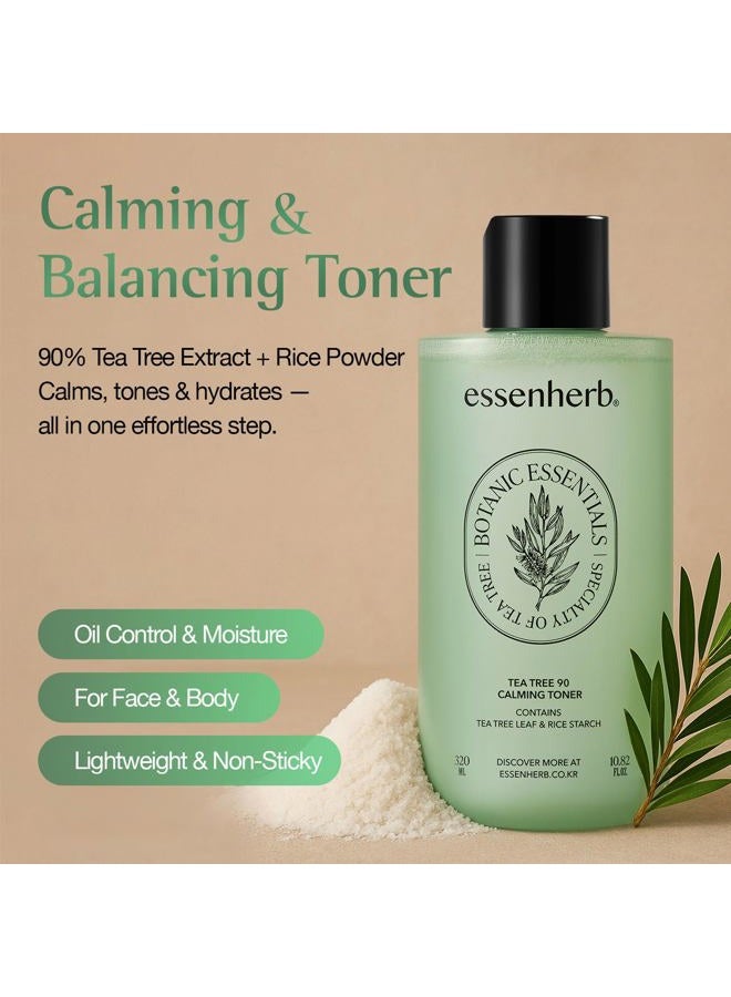 ESSENHERB Tea Tree 90 Calming Toner – Daily Face Toner for Oily & Sensitive Skin, Helps Soothe Redness and Control Sebum, Formulated with Tea Tree and Rice Powder, Korean Skin Care (10.82 fl oz) - Image 2