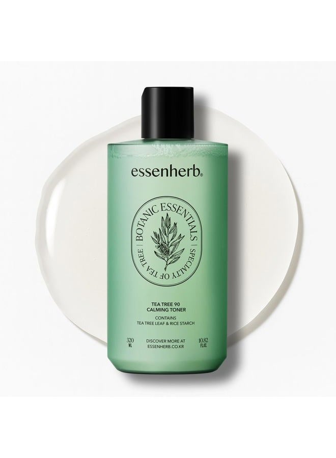 ESSENHERB Tea Tree 90 Calming Toner – Daily Face Toner for Oily & Sensitive Skin, Helps Soothe Redness and Control Sebum, Formulated with Tea Tree and Rice Powder, Korean Skin Care (10.82 fl oz) - Image 1