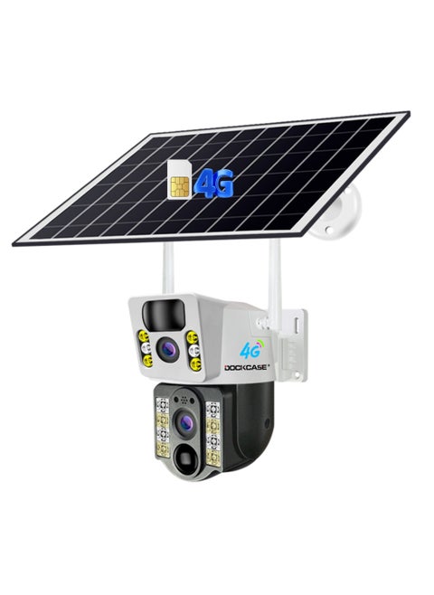 DOCKCASE 4.0MP 4G Sim Card Solar Camera PTZ 360°View Solar Powered Outdoor Security Camera