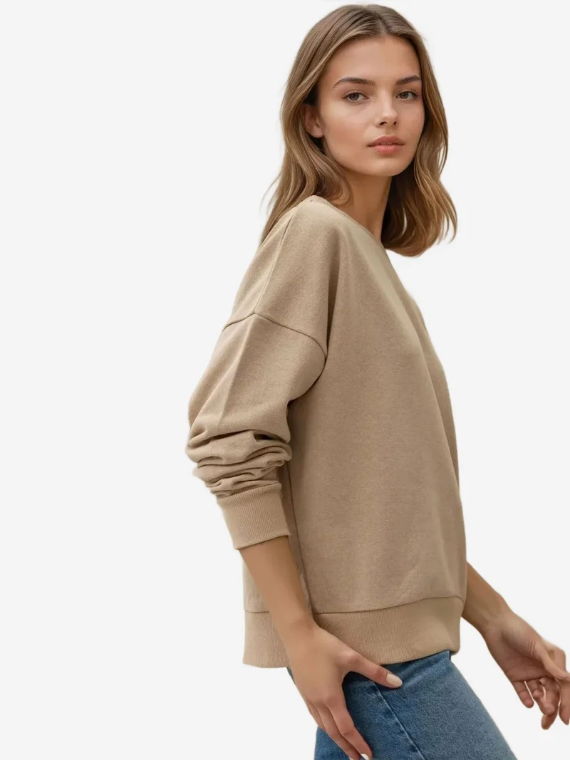 HICCUP Oversized Crew Neck Basic Sweatshirt