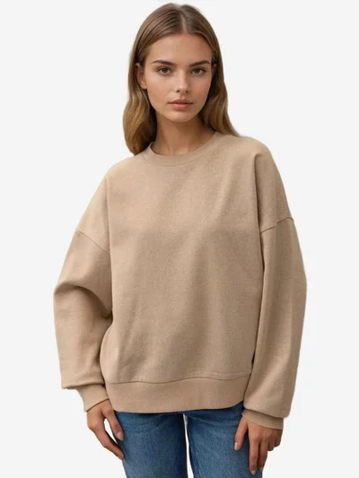 HICCUP Oversized Crew Neck Basic Sweatshirt