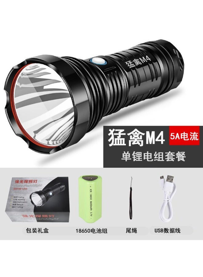 Raptor T40 Cross-Border High-Intensity Flashlight, Rechargeable, Ultra-Bright, Long-Range, USB Rechargeable, Suitable for Home and Outdoor Use, Waterproof, 8600mA Current, 3 Brightness Modes, Ideal for Camping, Outdoor Activities, Emergency, and Daily Lighting. - Image 4