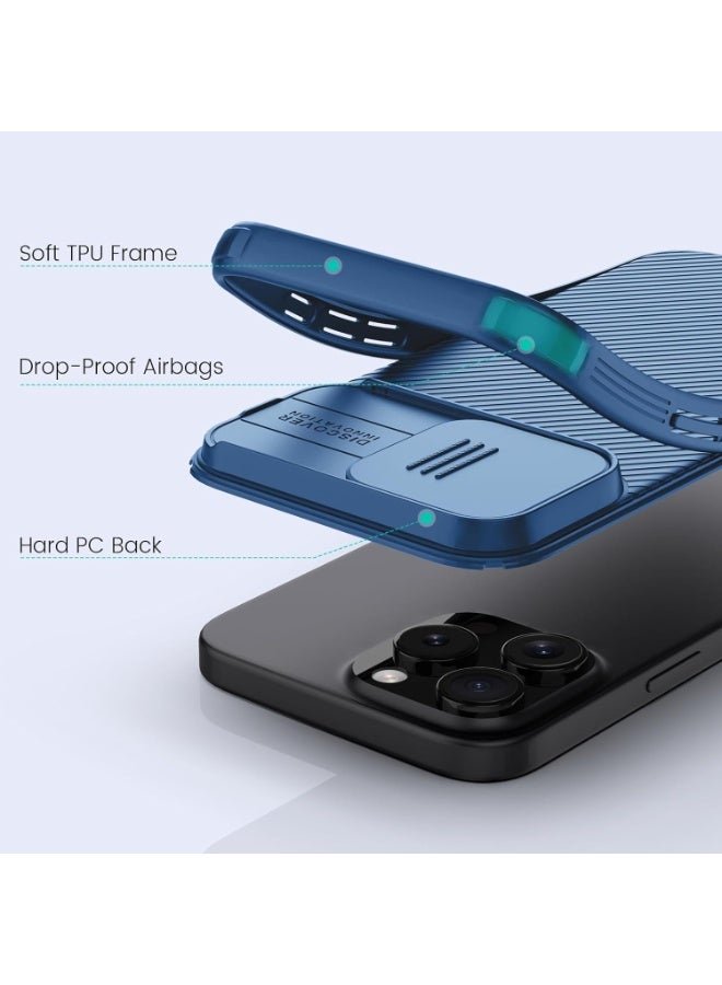 Nillkin Case for iPhone 16 Pro Nillkin Camshield Pro Cover with Slide Camera Lens Protection PC Back & TPU Bumper Frame Protection Anti Fingerprint Soft Delicate Touch Case (Blue, iPhone 16 Pro) - Image 2