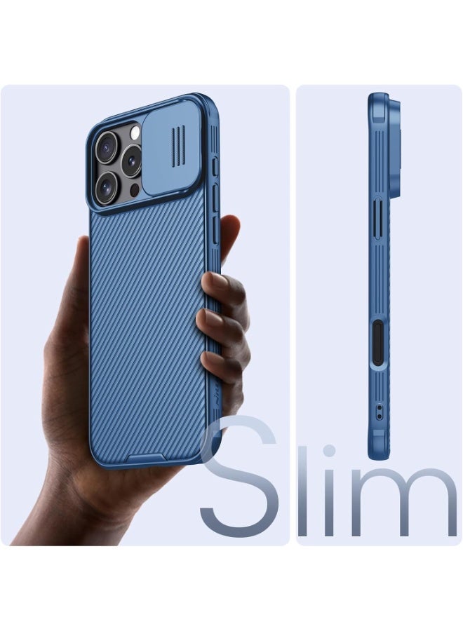 Nillkin Case for iPhone 16 Pro Nillkin Camshield Pro Cover with Slide Camera Lens Protection PC Back & TPU Bumper Frame Protection Anti Fingerprint Soft Delicate Touch Case (Blue, iPhone 16 Pro) - Image 4